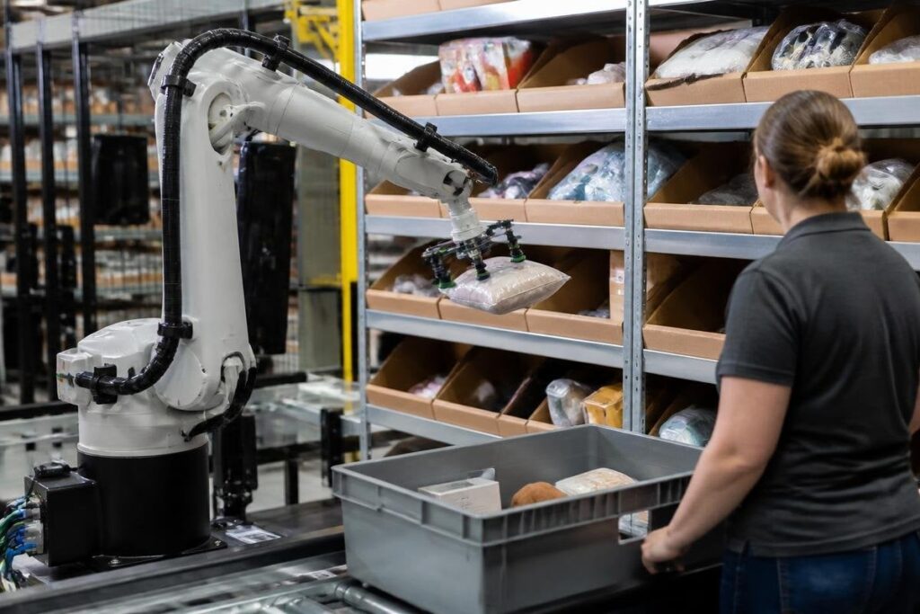 Picking robots still depend on the handoff between shelf and tote